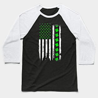 Irish US American Flag With  For St Patricks Day Baseball T-Shirt